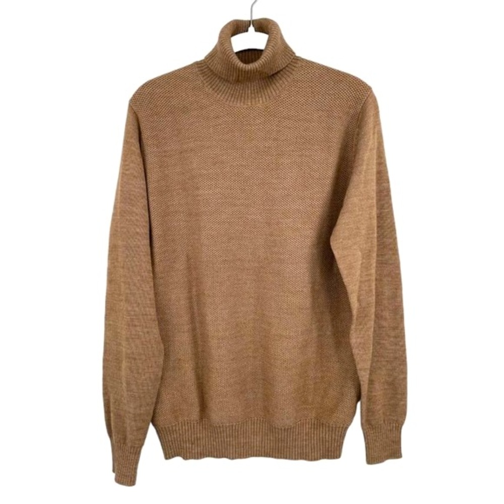 PAUL TAYLOR Wool Blend Knit Turtleneck Long Sleeve Camel Sweater - Medium